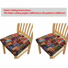 Conjunto de 2/4/6 capas de almofada elásticas com estampa boêmia, ideais para decoração de casa, sala de estar, sala de jantar, jardim, hotel e festas. Feitas em poliéster lavável, são perfeitas para proteger o assento da cadeira. - Multicolorido - Ver 8
