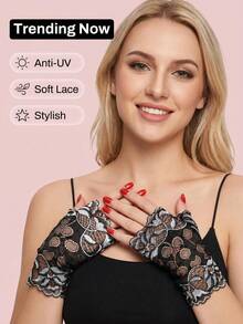 8pcs(4 Pairs)/2pcs(1 Pair) Thin Lace Nail Art Gloves, UV Protection Manicure Gloves, Moisturizing Half Finger Outdoor Sports Gloves, Sun Protection Gloves, Wrist Decor Gloves, Multi-Functional Gloves, Nail Art, Gel Nail Gloves, Sun Protection Gloves - Multicolor - View 7