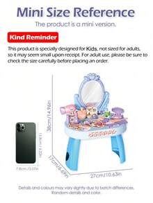 Mini Children's Vanity Playset, Girls' Realistic Home Decor Jewelry Box, Gift For 3-4 Years Old, 5-6 Years Old Toddlers - Blue-dressing Table 30pcs - View 2
