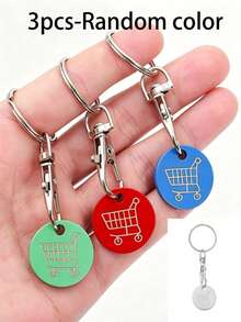 5/1 pieza Llavero de ficha para carrito de compras de supermercado de acero inoxidable, con anillo de llave para desbloquear carrito de compras, accesorio de llavero - Multicolor - Ver 10