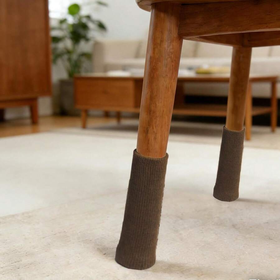 langanhaltend rutschfeste Tischbein-Pads, Tisch- und Stuhlbein-Schutzhüllen, Hockerbein-Überzüge, Tisch- und Stuhlfuß-Pads. Hochfeste gestrickte Massivholz-Hockerbein-Schutzhüllen, rutschfest und kratzfest, geeignet für die meisten runden oder quadratischen Möbelbeine.