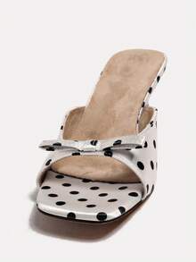 Sandal Hak Tinggi Model Mule Suede Wanita Musim Semi/Panas 2026 - Hitam dan Putih - View 3