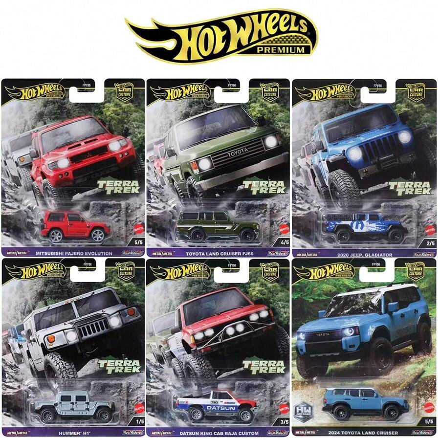 Hot Wheels Off-Road Vehicle Set, Including 2 Diecast Models: Pajero, Hummer, Land Cruiser, Jeep, Toyota Land Cruiser - Multicolor - View 1