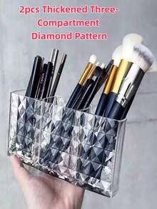 2pcs/1pc Makeup Brush Holder Organizer For Vanity Desktop, Cosmetic Lipstick Pen Holder, Luxury High-End Large Capacity Makeup Brush Storage Box, Multifunctional Minimalist Organizer - Multicolor - View 6