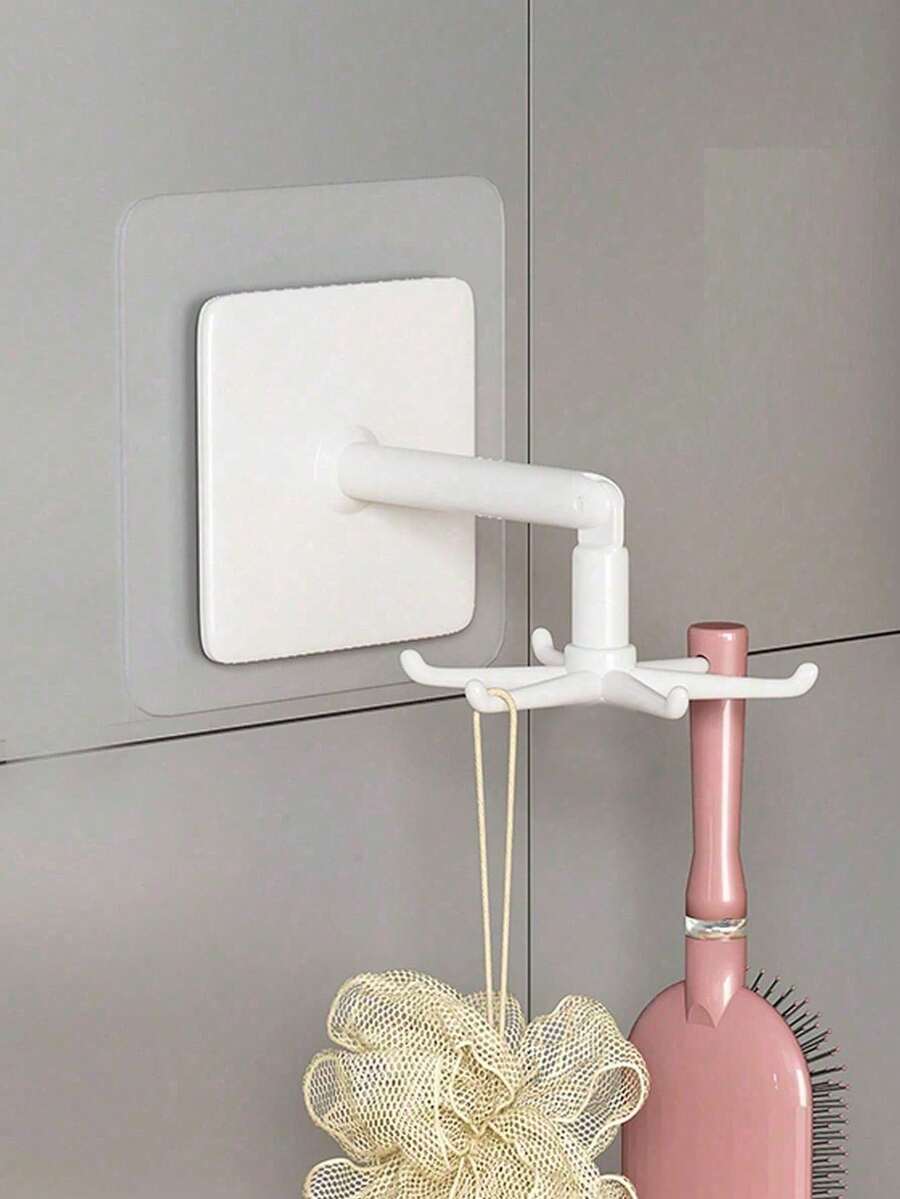 1pc Swivel Bathroom Hook, Multi-Functional Six-Claw Hook, No Need To Punch And Paste Plastic Cabinets, Retractable Kitchen Cutlery Storage Rack