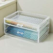 Caja de papelería de 23.5cm*13.5cm*11cm, porta lápices transparente de gran capacidad para lápices de colores, crayones, bolígrafos de dibujo, suministros de arte para niños y útiles escolares - caja de almacenamiento - Ver 5
