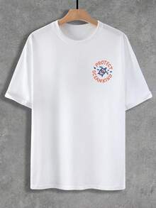 New Arrival,1pc New Summer Tee Protect Oceankind One Sided Print Short Sleeved 100% Cotton T-Shirt Comfy Casual Tees For Women,Best Gift For You - White - View 1
