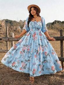 Plus Size Dresses - Blue - View 3
