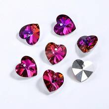 ICIQ 10 miếng mặt dây chuyền hình trái tim nhọn 14mm màu mới, lỗ đơn, đá zirconia pha lê cao cấp, phụ kiện trang sức DIY làm hoa tai - 14mm - Xem 10
