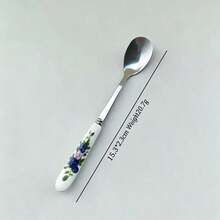 Blue And White Porcelain Dinnerware Set, Chinese Stainless Steel Ceramic-Handled Spoon And Fork, Dessert Utensils - Multicolor - View 12