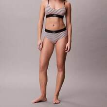 Graphic Monogram Microfiber Stretch Unlined Bralette Underwear  Women  Bras + Bralettes QF8814 - Mini Stepping Logo Bright Peach - 查看 3