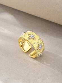 Gold Bangle Set, Versatile Textured White Gold Copper Inlaid Zirconia, Suitable For Daily Wear, Gatherings, Dates, Parties, Gifts - Gold - View 8