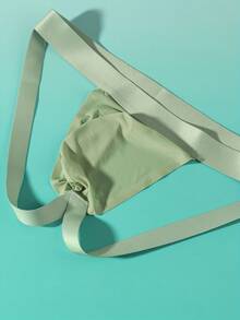 Local Delivery‌, Sexy Solid Color G-String, Sporty Low-Rise  Men'S Briefs Men'S Ultra-Thin Double Thong Underwear - Army Green - View 3