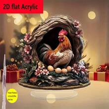 2D Acrylic Creative Chicken Decor, Multifunctional Bohemian Style Desktop Decoration - B - View 4