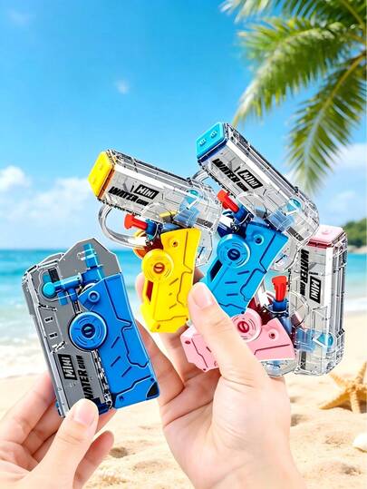 1pc Foldable Dual-Nozzle Water Gun, Portable Mini Squirt Toy For Teens, Summer Beach Water Play Toy, Manual Rapid-Fire Rotating Sprinkler Water Blaster, Multi-Color Water Gun For Boys & Girls, Prank Gadget, Outdoor Water Fun Toy For Pool Party