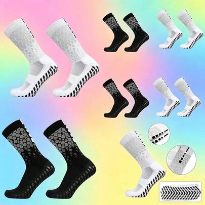 1/3/4/6 Pairs Men/Women Anti-Slip Sports Socks, High Elastic Breathable Honeycomb Mesh Soccer Socks With Non-Slip Silicone Bottom, Suitable For Football, Yoga, Gym, Training