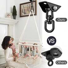 Hammock Hanging Kit, 2 Pack Hanging Chair Hardware 360°Rotating Heavy Duty, Hammock Chair Hanging Kit And Swing Ceiling Hook Snap For Hammock Chair Stand, Seat, Yoga, Gym, 1200 Lb Capacity - Black - View 4