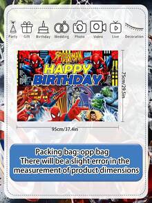 Marvel 蜘蛛人背景布 - 生日派對裝飾與佈置材料、背景牆裝飾、生日拍照背景、橫向攝影背景布，適用於節日派對、家庭聚會等 - 多款 - 查看 3