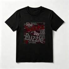 Nube de Palabras Playera de Algodón Negro con Diseño Temático - Negro - Ver 1