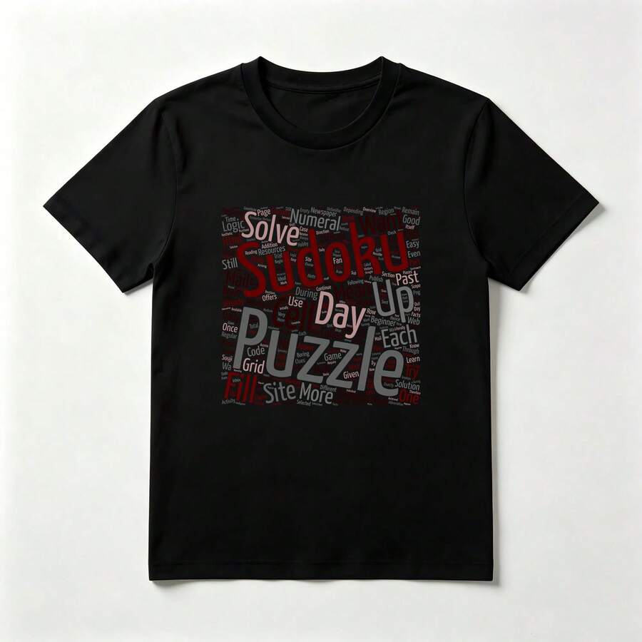 Nube de Palabras Playera de Algodón Negro con Diseño Temático - Negro - Ver 1