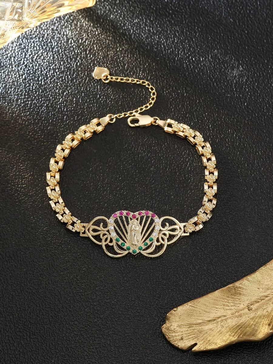 1pc 14K Gold Plated Tennis Link Chain Heart, Butterfly,Crown Design ...