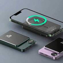 22.5W Magnetic Wireless External Battery 10000mAh Portable Charger Slim Design LED Digital Display Emergency Power Supply Lightweight Portable For Outdoor Hiking Camping Trip Business Travel Holiday Tech Gift Ideal Gift For Her Him Birthday Christmas Graduation All Occasion - mặc định - Xem 2
