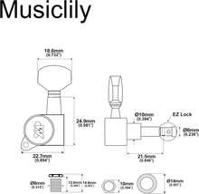 Wilkinson WJN07 Left Handed 6 Inline EZ-LOK Guitar Tuners Machine Heads 19:1 Ratio Tuning Pegs Keys For Stratocaster Telecaster Electric Guitar, Black - Màu A - Xem 1