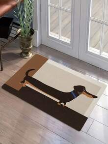 1pc Crystal Velvet Minimalist Dachshund Print Felt Floor Mat, Adds Fun To Entryway, Suitable For Entryway/Kitchen/Bathroom/Bedroom/Living Room, Luxurious Material, Modern Minimalist Style - A - View 8