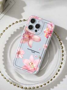 Floral And Butterfly Print Phone Case Compatible With IPhone And Galaxy, Protective Case With Christian Cross And Bible Verse - 彩色 - 查看 6