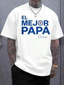 Camiseta del Día del Padre de la marca Cru Azul El Mejor Papá Por Siempre,  usar en todas las estaciones, , 180G, peso pesado, tallas S - 6XL - Blanco - Ver 5