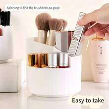 360° Rotatable Divided Layered Pen Holder, 3-Compartment Plastic Pencil Storage Box, Student/Office Desk Stationery Organizer, Multifunctional Makeup Brush Holder, Home & Office Supplies, Back To School & Art Supplies - Sets - View 6