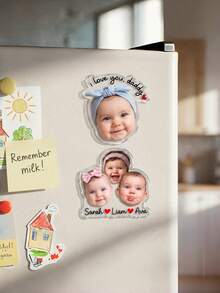 1/3/5pcs Customizable Photo Acrylic Magnets, Personalized Photo And Text Magnets, Baby Photo Gift, Family Keepsake For Refrigerator, Storage Cabinet, Toolbox Or Magnetic Board, Save The Date Magnets - Multi-color (acrylic Version) - View 10