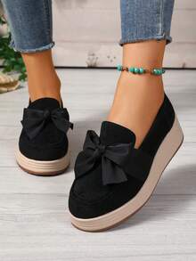 Sepatu Slip-On Retro Baru Musim Semi/Gugur 2026 untuk Wanita, Sepatu Loafer Mary Jane Kasual dengan Sol Tebal dan Platform - Hitam - View 2