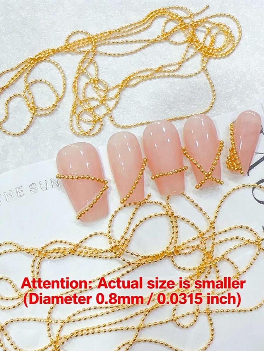 1m DIY 美甲超薄 0.8mm 銀色銅珠鏈，節日禮物美甲用品 美甲飾品 美甲寶石 釘珠飾件