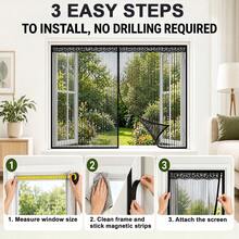 Magnetic Anti-Mosquito Mesh Screen, Window Mosquito Net, High-Density Polyester Fiber Mesh Screen, Magnetic Closure Mesh Door & Window To Prevent Mosquitoes And Flies Entry, With Hook And Loop & Nails - Black - Black - View 8