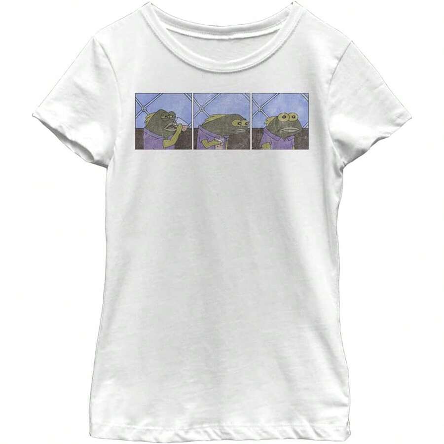Fish Face T-Shirt For Girls - White - View 1