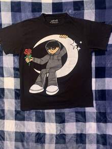 Sad Boyz By Junior H Grafisk T-shirt - Ikoniskt tryck, lös passform, rund hals, avslappnad streetwear-tröja, maskintvättbar, lämplig för alla årstider, herrmodekläder, matchande t-shirts för familjen, kläder för flickor, kläder för tonårsflickor, flickkläder, kläder för tonårsflickor, snabb leverans, toppar för kvinnor och män, T-shirt Femme, Haut Femme, T-Shirt, Haut éTé, Promotion Femme, Vintage - Svart - Visa 1
