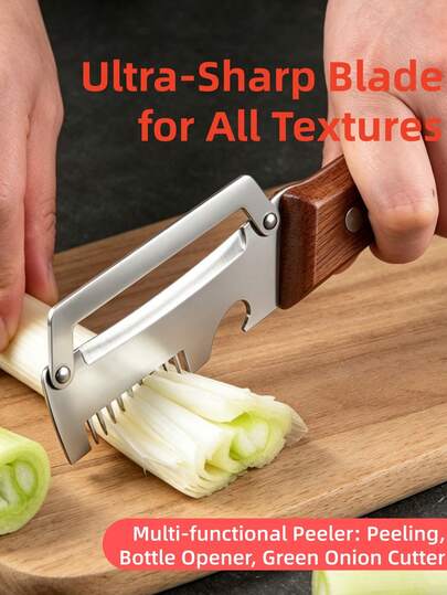 2pcs Stainless Steel Multi-Function Vegetable Peeler And Bottle Opener - Ergonomic Kitchen Tool For Pumpkin, Carrot, Potato, Suitable For Home And Professional Use, Vegetable Slicer For Various Produce, Elegant Gift For Holidays