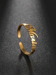 1 Stück individuell anpassbarer offener Namensring, modischer verstellbarer Edelstahlring, beliebter Schmuck für Frauen, individuell gestalteter Ring, unisex Ring, individualisiertes Geschenk, Geschenk für sie, Paargeschenk, personalisiertes Jahrestags-Geschenk - Mehrfarbig 2 - Übersicht 4