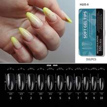 550PCS Almond Gel Nails Tips Pre Etched False Nails Clear Full Covers Soft Acrylic Press On Nails For Manicures Cosmetic Tools - Clear - View 8