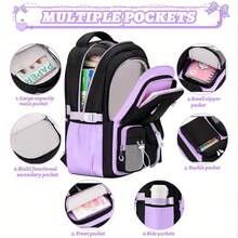 2pcs Heart-Shaped Backpack Set With Matching Handbag, Large Capacity Teen Backpack With Pom Pom Charm, Multi-Compartment Design, For Daily Use, Office, Short Trips - Sets - View 3