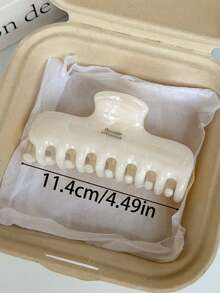2個/1個 4.49英吋/11.4公分 黑白大理石紋塑膠髮夾，時尚百搭優雅極簡純色髮爪，適合日常、休閒、派對、通勤、海灘、盤髮、馬尾、洗臉、化妝、穿搭配件 (單面金色Logo) - 彩色 - 查看 2