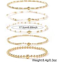 Gold Beaded Bracelet Stack For Women Dainty Cute 14K Gold Plated Seed Beads Crystal Colorful Stackable Bracelets Jewelry Accessories Elastic Stretch Boho Fashion Birthday Friendship Gift - 白色 - 查看 6