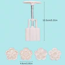 4pcs/Set Mooncake Mould Press Pattern Cake Decoration Plastic Mould, Sakura Mooncake Mould, Mung Bean Cake Dessert Supplement, Chinese Snack, Dim Sum, Ice Skin, Hand-Pressed, Home Baking - White - View 8