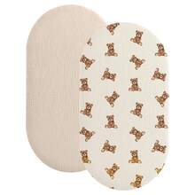 2 piezas de sábanas de muselina orgánica para moisés, suaves y ajustadas para Halo BassiNest Swivel Sleeper, Graco, Baby Delight, Chicco, Angelbliss, etc., tamaño 33" X 17", adecuadas para bebés niños y niñas - Multicolor - Ver 13