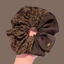 Dây buộc tóc Scrunchie họa tiết da báo mới, kẹp giữ đuôi ngựa/búi tóc thanh lịch, Scrunchie polyester xếp ly bèo ghép họa tiết da báo phong cách thường ngày, phù hợp cho mọi mùa - Nhiều màu - Xem 4