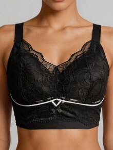 Women's Adjustable Lift And Gather Underwire Bra, Thin Cup Full Coverage Anti-Sagging White Bra - Black - View 2