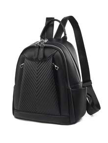 LECEY Women's Fashion Versatile Backpack, Minimalist Design - Black - View 3