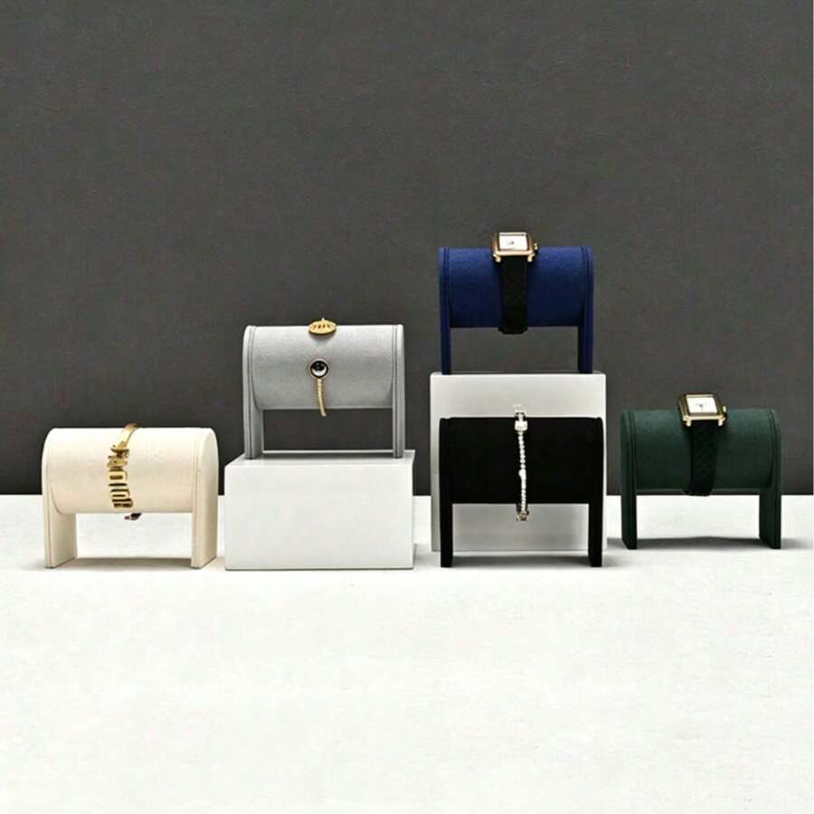 1 pieza Soporte de exhibición de reloj de fibra ultra fina, soporte de reloj, soporte de exhibición de pulsera, collar y joyería, y accesorio de fotografía, adecuado para hombres y mujeres como regalo festivo y almacenamiento de joyería - Soporte para pulsera/reloj - Ver 1