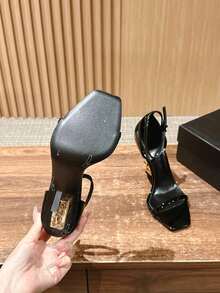 YS Same Style Summer Temperament Stiletto Red High Heels Versatile Open Toe One-Strap Sandals For Women - Black Belt (8 Cm) - View 2